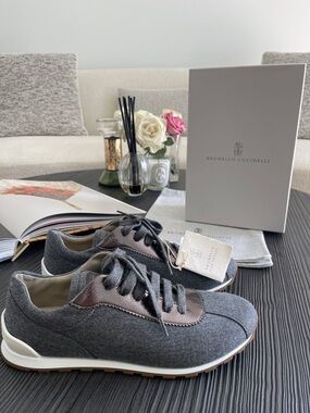 Brunello Cucinelli Mid Grey Runner Sneaker NEW  sz 40 $1050